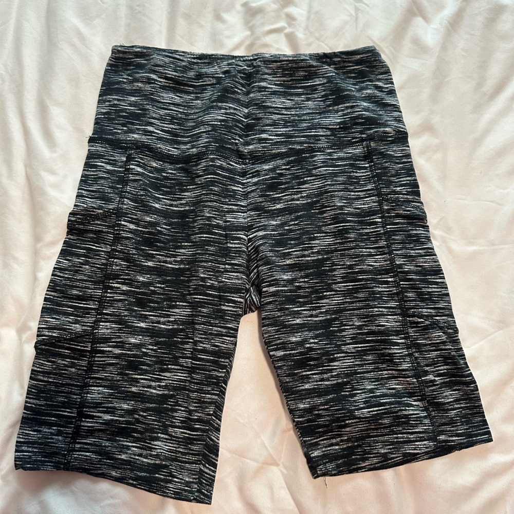 Black and White Striped Biker Shorts